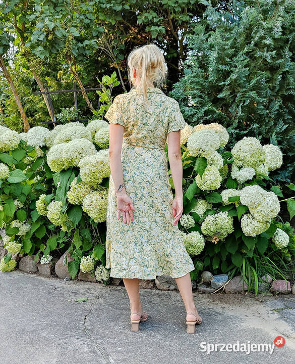 Żółta sukienka Gina Tricot 34 XS 36 S łączka