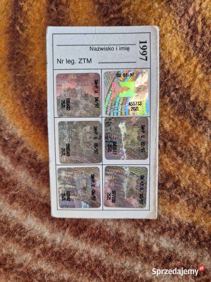 Legitymacja ztm z 1997 mazowieckie