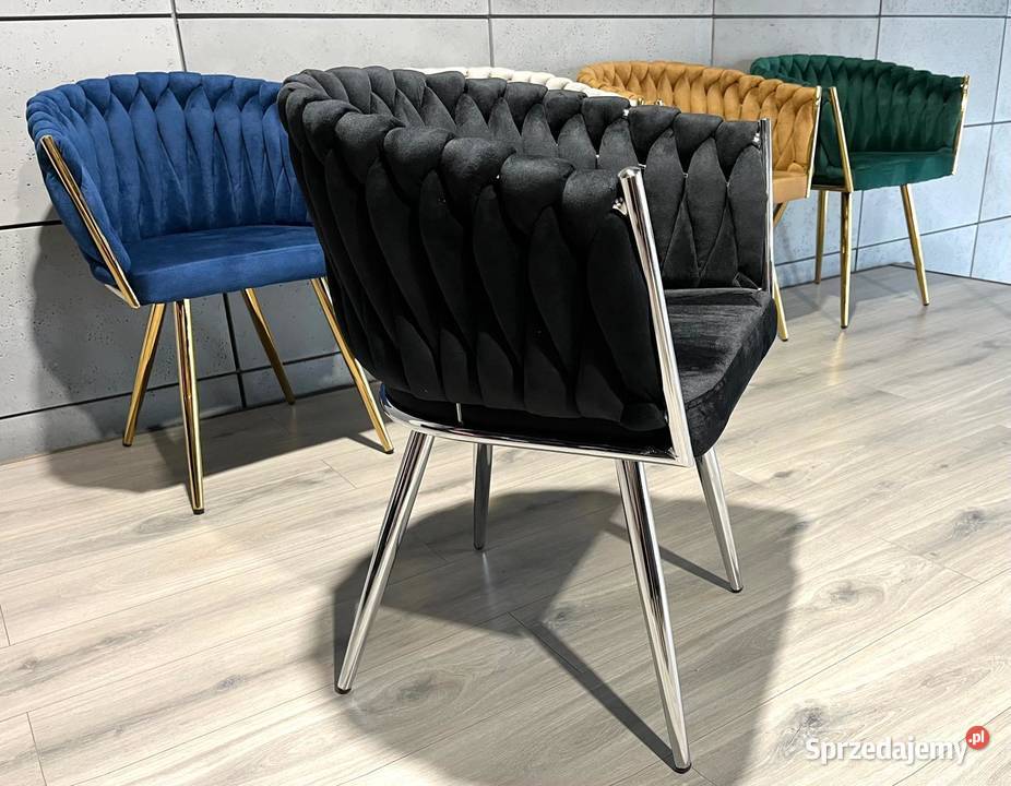 Fotel pleciony warkocz welur glamour Fotele i krzesła obrotowe mazowieckie Warszawa