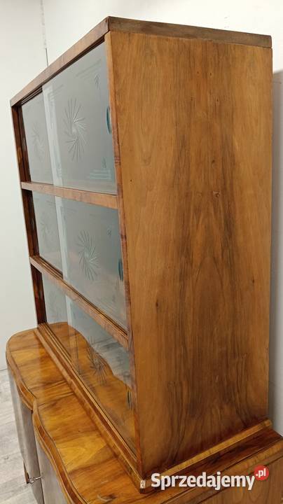 komoda bufet witryna art deco orzech vintage do