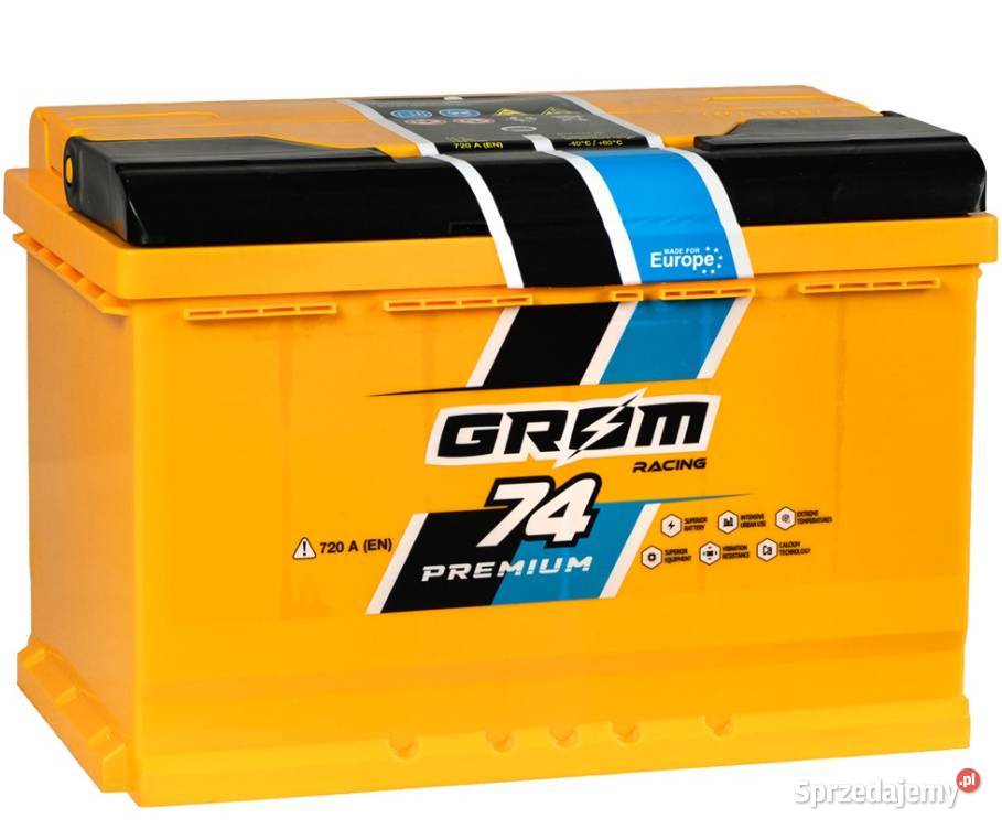 Akumulator Grom Racing 74Ah 720A EN PRAWY PLUS Kalisz