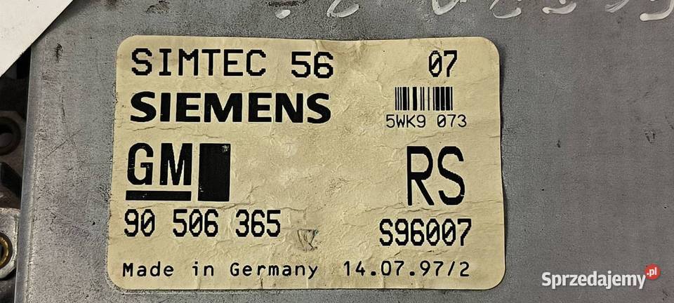 KOMPUTER OPEL VECTRA B 90506365 S96007 osobowe Lipno
