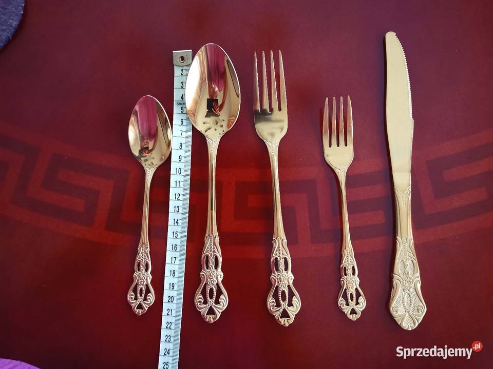 Zestaw 30 złotych sztućców