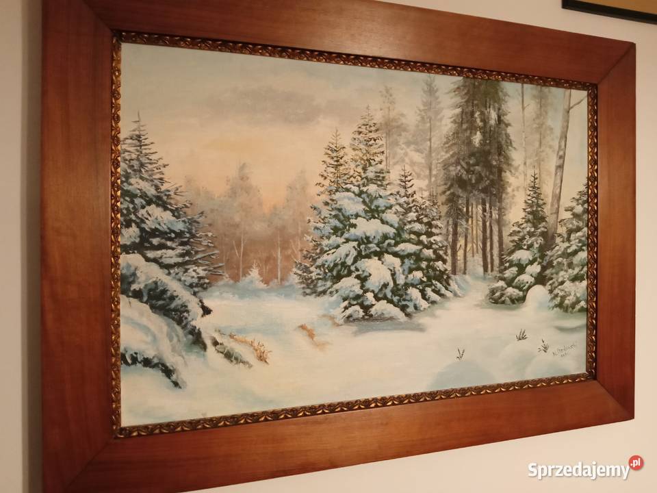 ZIMA obraz SYGNOWANY OZDOWSKI PEJZAŻ Poznań