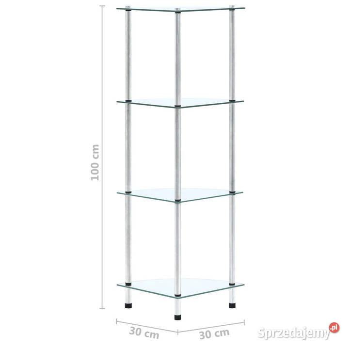4poziomowa półka przezroczysta 30x30x100 szkło mazowieckie Warszawa