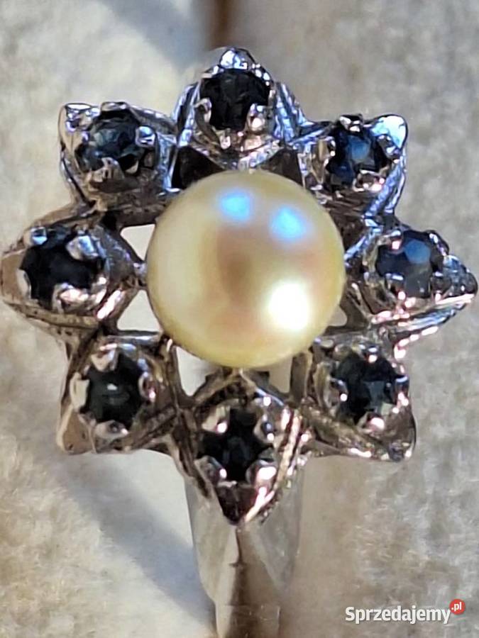 Pierścionek srebrny z perłą p835 elegancki srebro Gdańsk