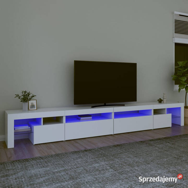 Szafka pod TV z oświetleniem LED biała RTV Warszawa sprzedam