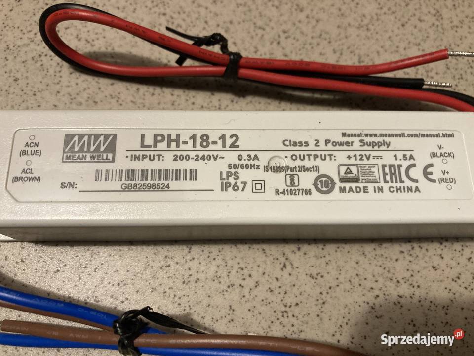Zasilacz Mean Well LPH1812 IP67 18W 12V Wrocław sprzedam