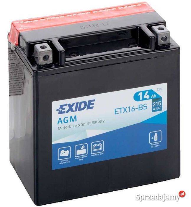 Akumulator motocyklowy EXIDE YTX16BS ETX16BS 12V