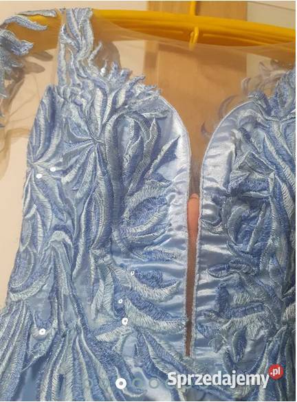 Piękna SUKNIA WESELNA karnawałowa błękitna niebieski