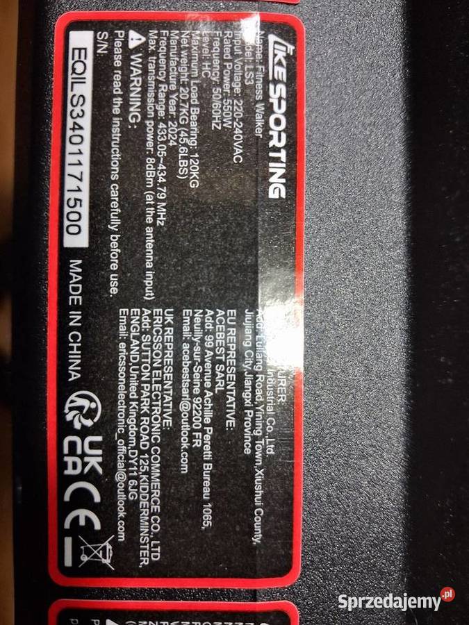 LIKESPORTING BIEŻNIA ELEKTRYCZNA 6 h120 używana Sprzęt do ćwiczeń Wyszogród