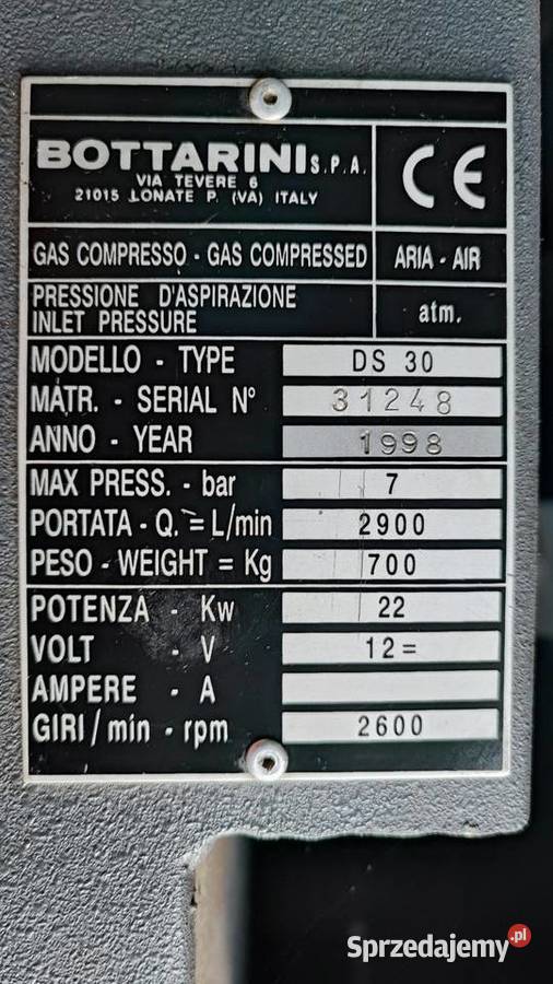 Kompresor śrubowy spalinowy Bottarini DS 30 Produkcja Sucha Beskidzka