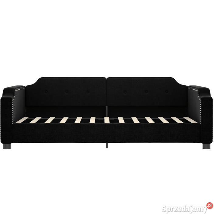 Sofa z funkcją spania czarna obita tkaniną