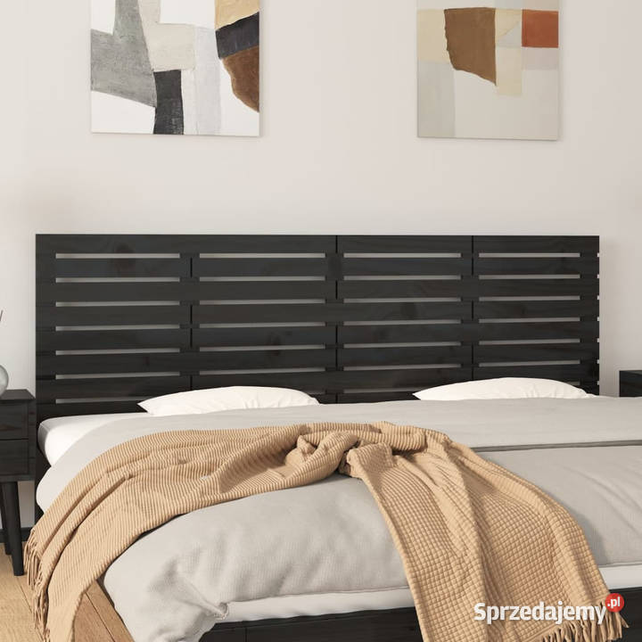 Wezgłowie łóżka czarne 166x3x63 lite drewno