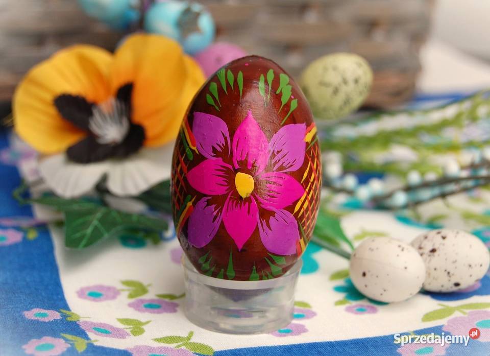 Stara pisanka drewniana ręcznie malowana 65 Dekoracje świąteczne lubelskie Lublin sprzedam