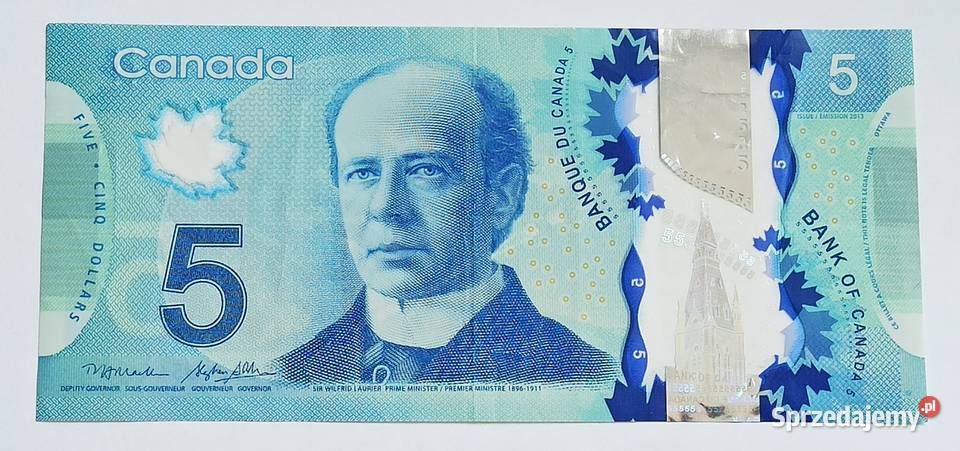 5 kanadyjskich 2013 r banknot polimerowy Numizmatyka dolnośląskie Wrocław sprzedam