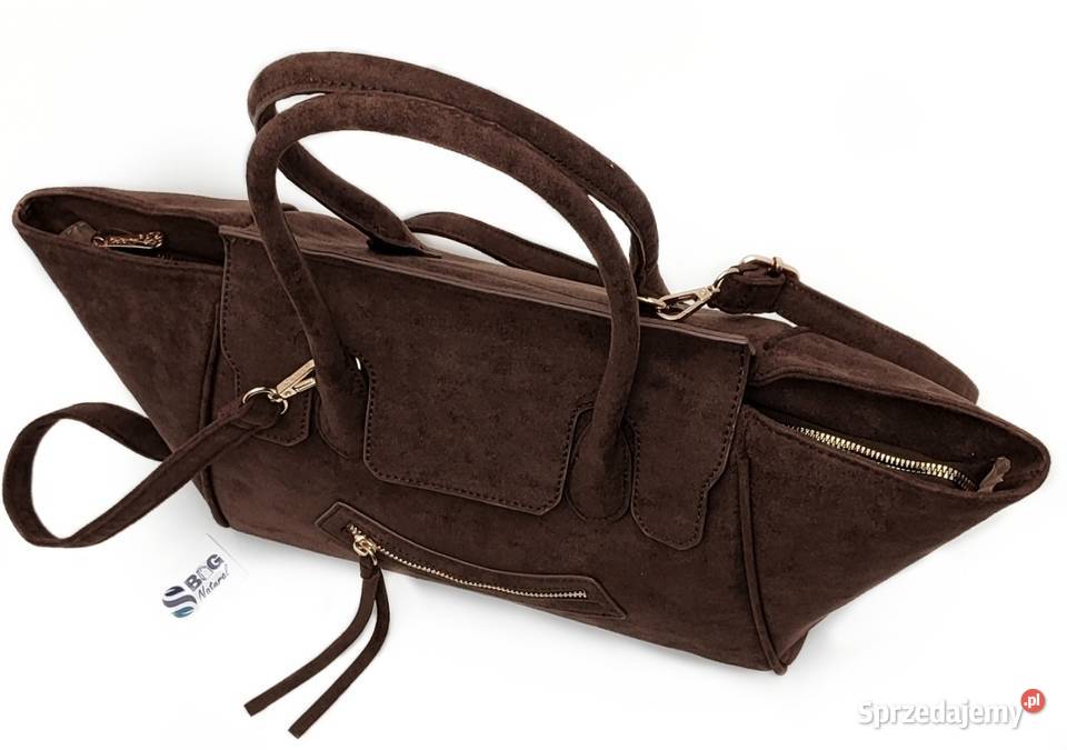 Torebka Zamszowa Eko Czekoladowa Shopper brązowy/beżowy Torby i torebki Warszawa sprzedam