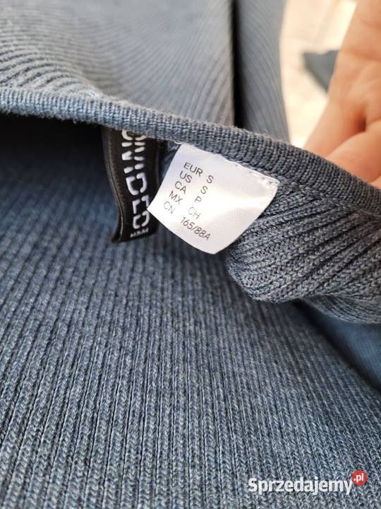 Niebieska szara kolor gołębi sukienka z dzianiny H&M Liszki