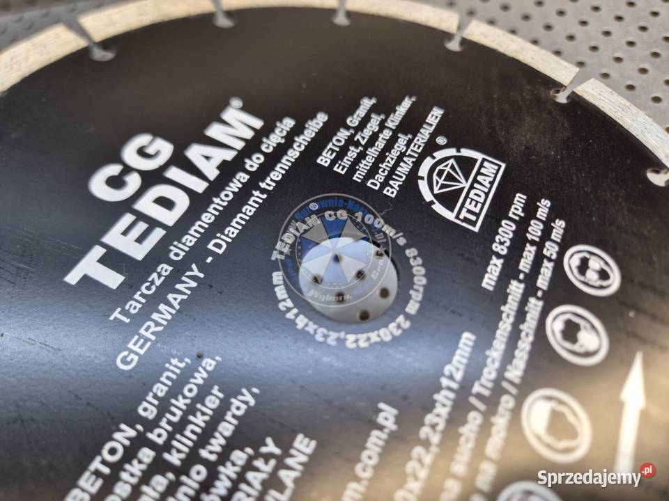 Tarcza diamentowa 230mm h12mm 100ms CG tarcza do Nowe