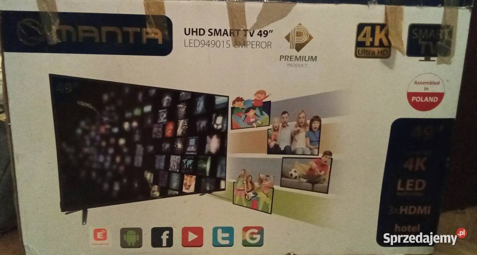 TV LED 49 Smart Ultra HD4K MANTA z DVBT Warszawa sprzedam