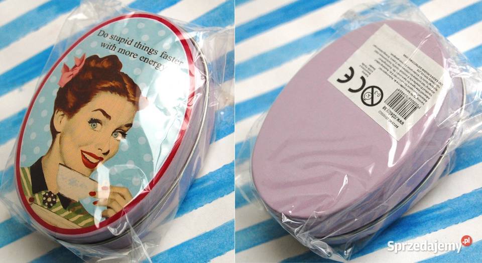 Mała owalna puszka pin up girl housewife retro wielokolorowy