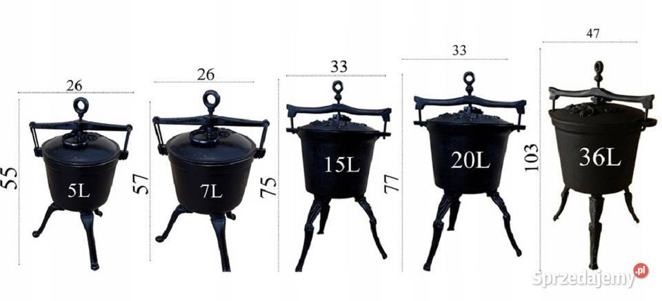 KOCIOŁEK ŻELIWNY GARNEK MYŚLIWSKI EMALIOWANY 4L Skawina