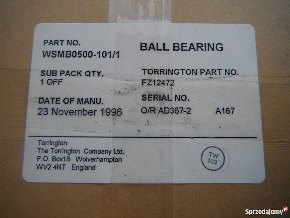 Torrington ball bering FZ12472 łożysko kulkowe