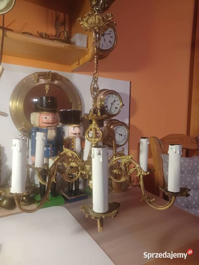 Piękny mosiężny żyrandol Lampa wisząca Poznań