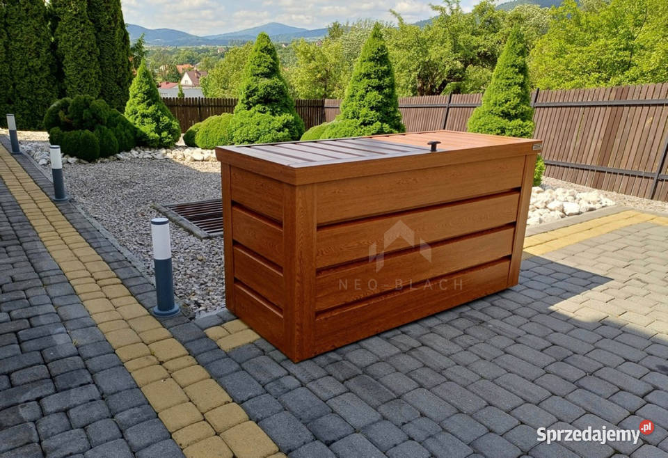 Skrzynia ogrodowa metalowa kufer 150x60x70 złoty Sanok