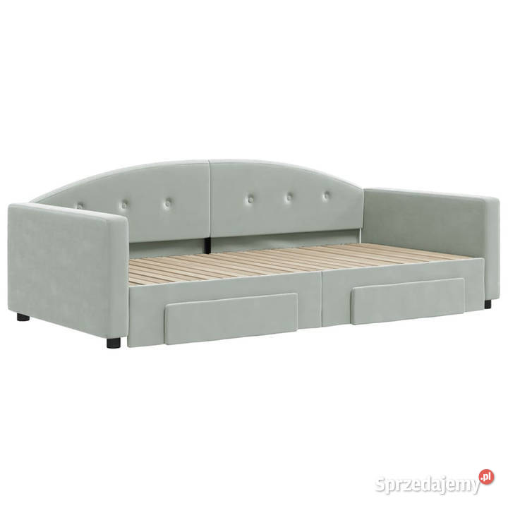 Sofa rozsuwana z szufladami jasnoszara aksamit Warszawa sprzedam