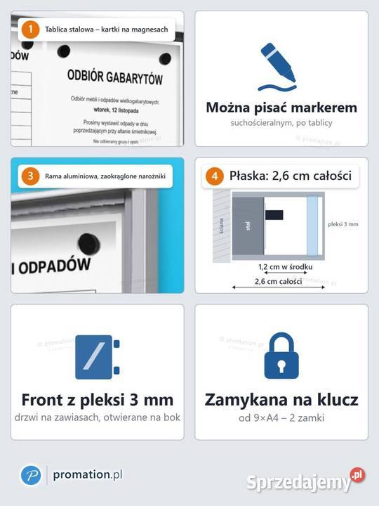 Tablica ogłoszeniowa magnetyczna 9A4 do klatki