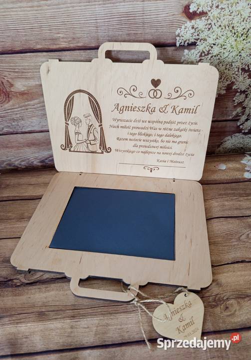 Drewniana walizka ślubna na pieniądze z Bełchatów sprzedam