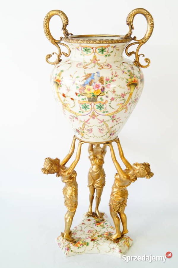 Porcelanowy wazon amfora trzy nimfy waza piękna wielkopolskie Gizałki
