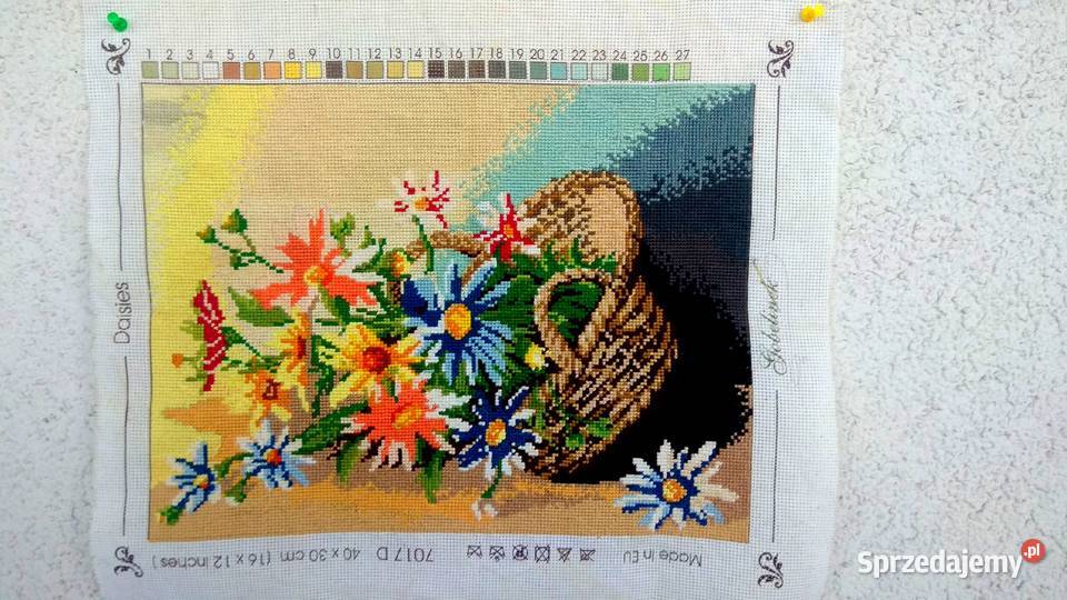 Obraz wykonany ręcznie Kosz z kwiatami Chojna