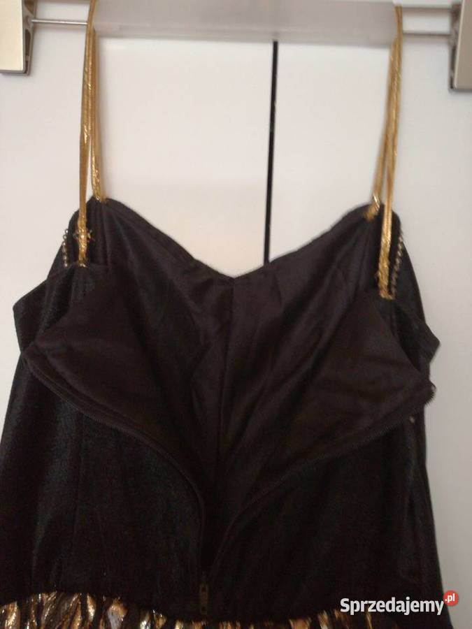 Sukienka imprezowo koktajlowa czarno złota żółty/złoty lubelskie