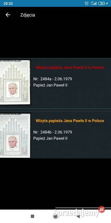 Znaczki Jan Paweł 2 wizyta w Polsce Bolesławiec