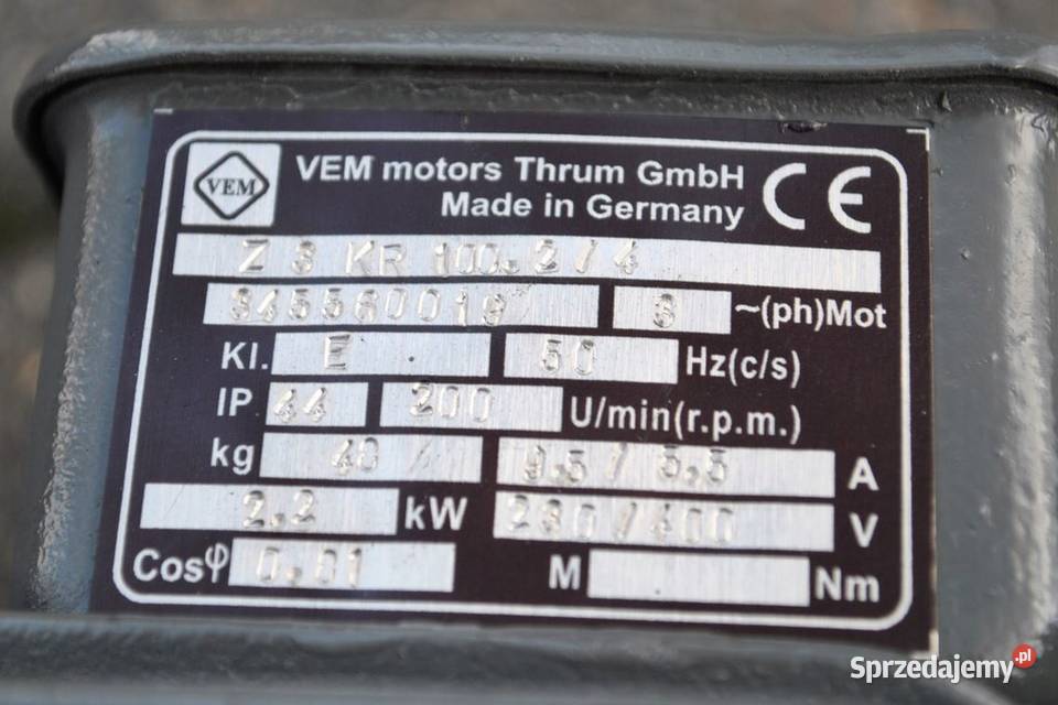 Motoreduktor 22kw 200obrmin Firmy VEM Kargowa