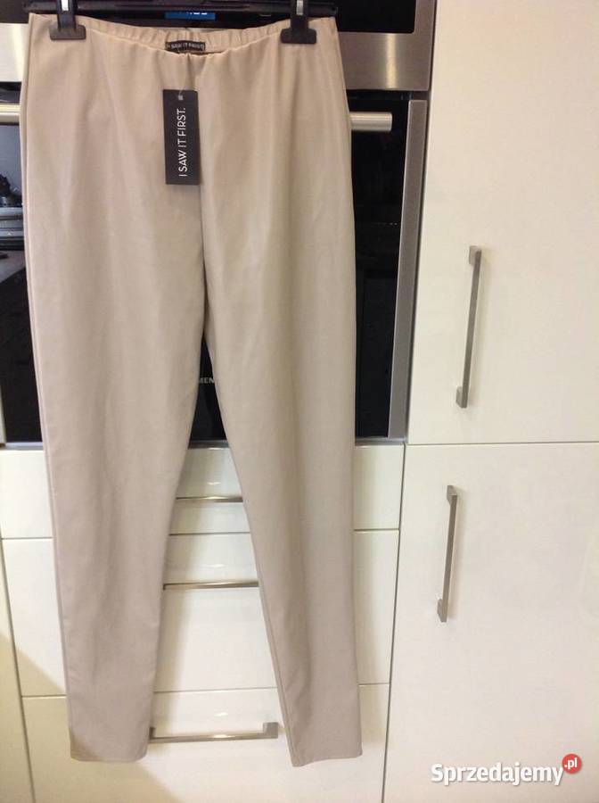 Legginsy Skórzane Damskie Beżowe L NOWE eco Nowa Sól