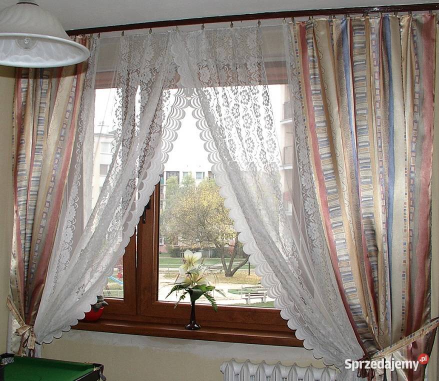 satynowe zasłonki multikolor beż 2 wielokolorowy Oleśnica sprzedam