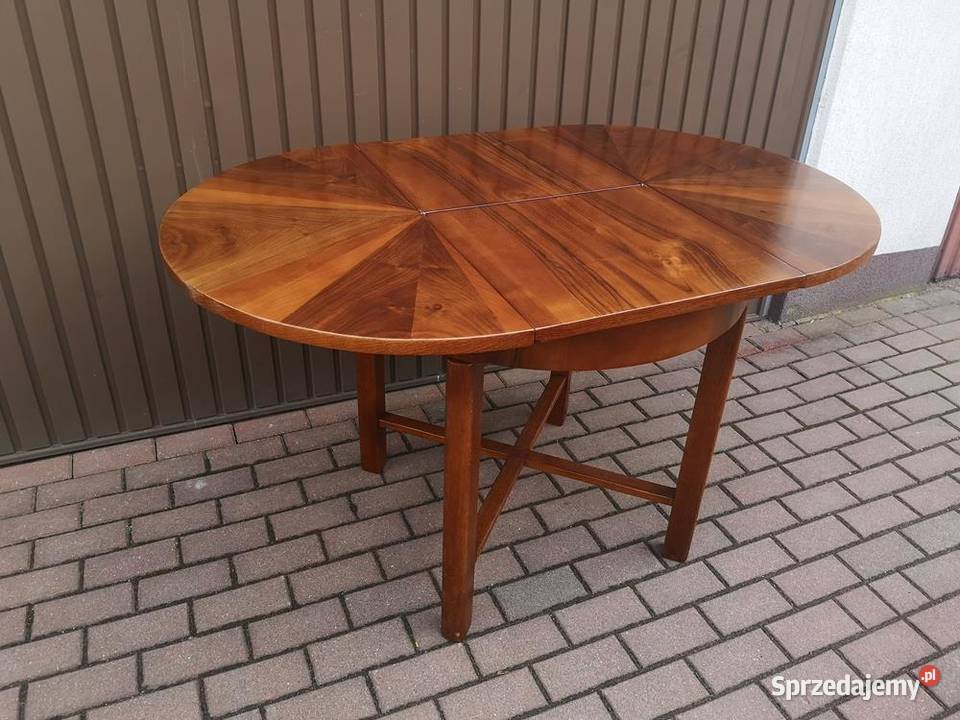 Stół ArtDeco Okrągły Orzech 90 Zgrabny Stary Swarzędz