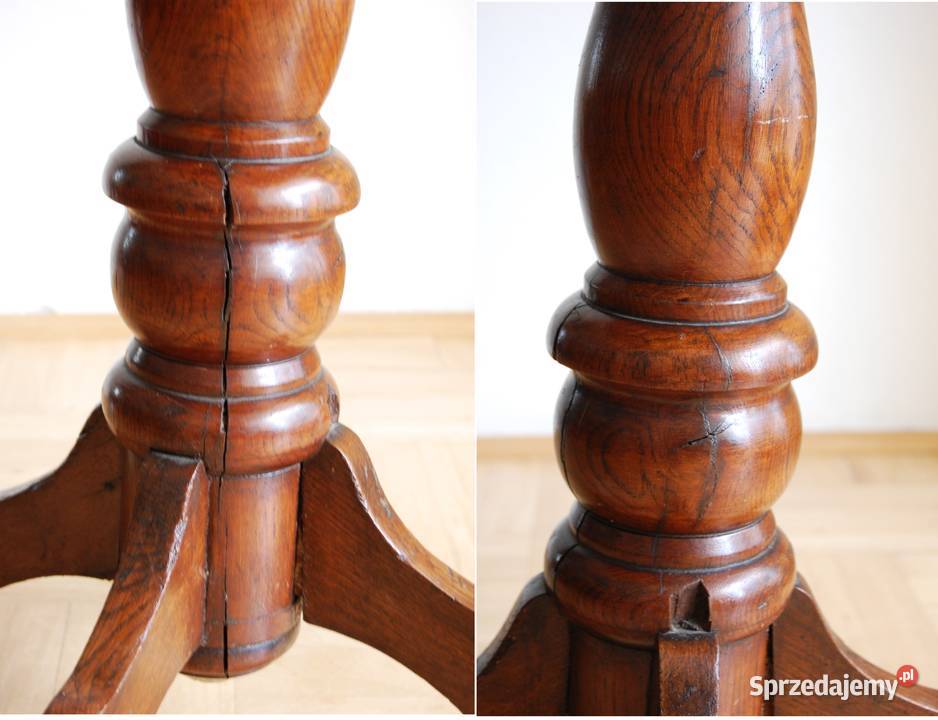 Przedwojenny stolik drewniany kawowy na jednej Lublin