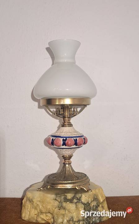 mała nocna porcelanowa lampka ze szklanym Warszawa