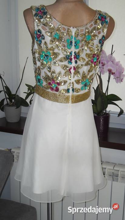 kremowa sukienka cekiny 12 L m lubelskie