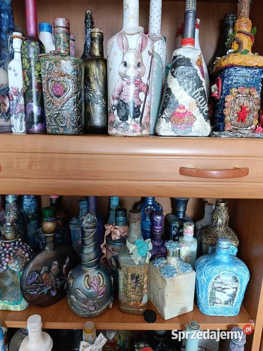 Wyprzedaż butelek decoupage Rękodzieło Wieliczka