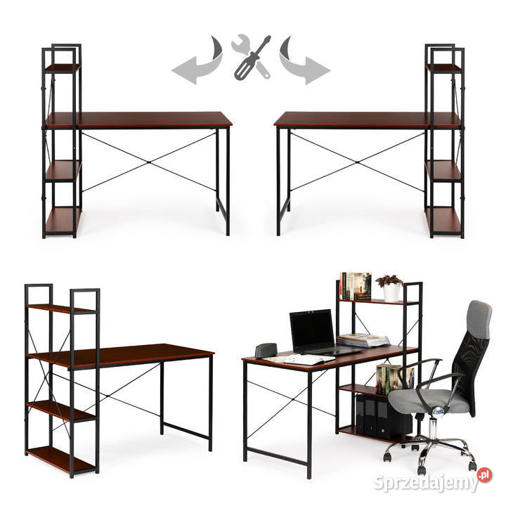 Biurko komputerowe drewniane regał z półkami Biurka Smogorzów