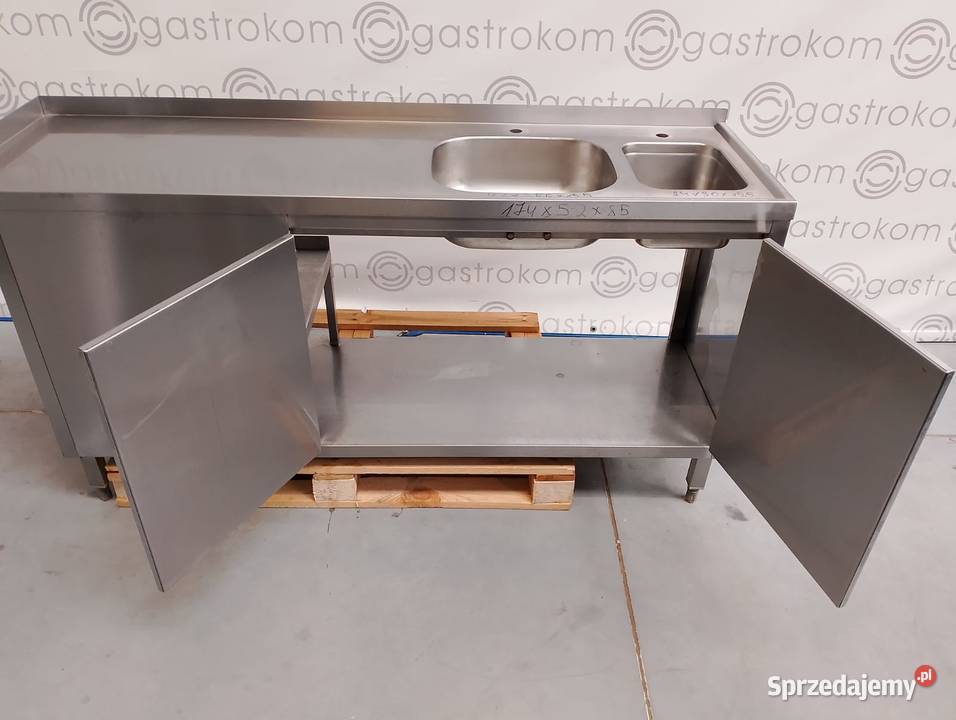 Stół z 2 zlewamiP drzwi otwierane 175x52x90 Wrocław