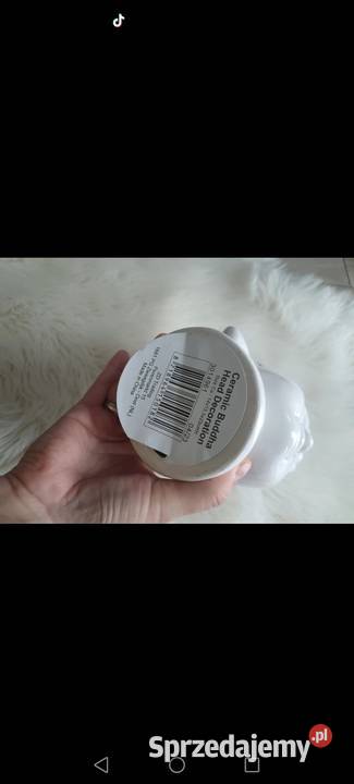 Głowa buddy rzeźba ceramiczna biała Krosno