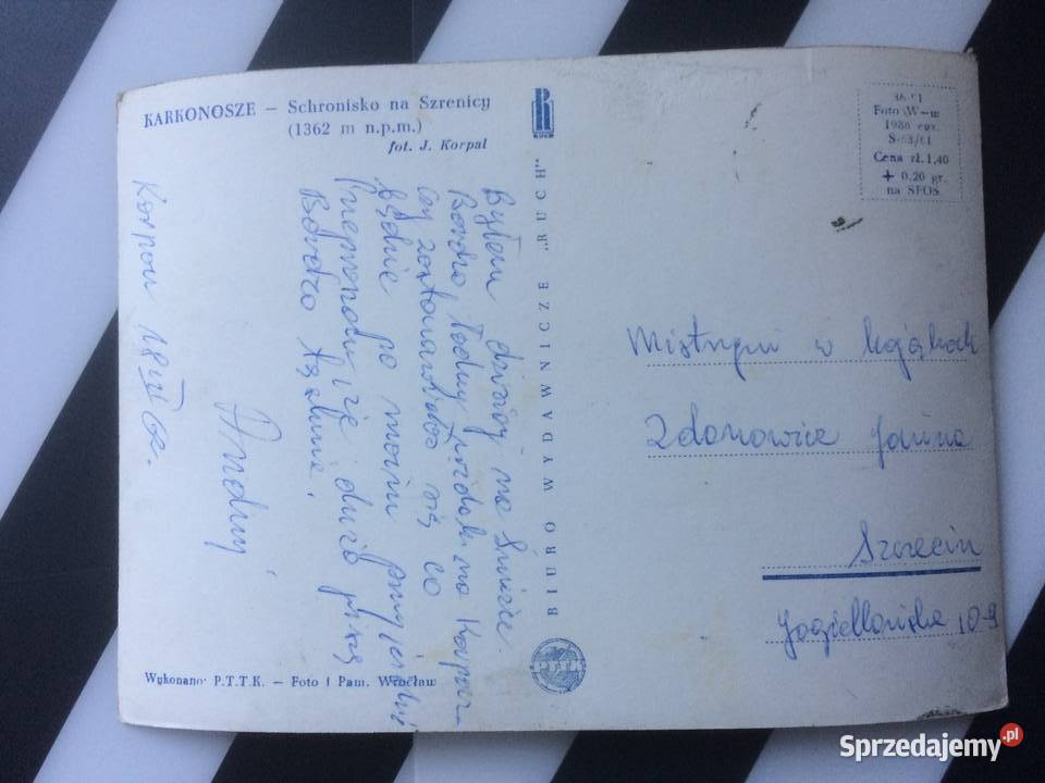 1109 Widokówka Karkonosze Schrońsko Na Szrenicy Pocztówki i karty telefoniczne Szczecin
