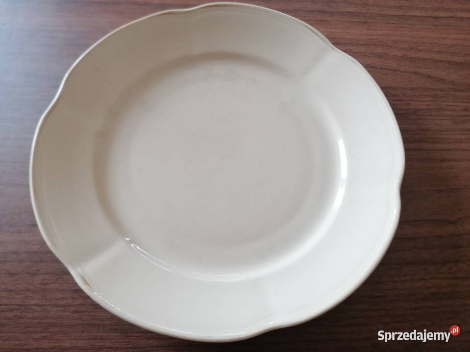 Talerz płytki obiadowy średnica 24 porcelana beżowy