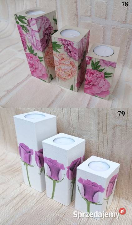 Komplet 3 świeczniki świeczki lawenda konwalie Wyposażenie wnętrz mazowieckie Warszawa